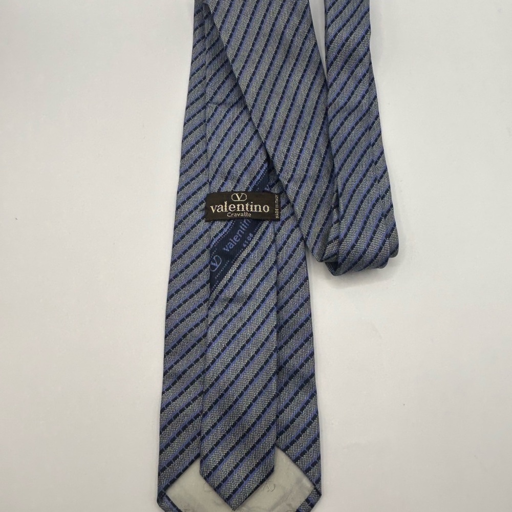 Valentino Purple and Black striped tie
